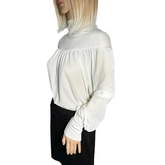 NWT Lola & Sophie Designer Blouse Knit White Turtle Neck Long Sleeve Small - Picture 4 of 14